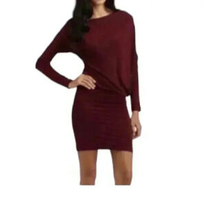 BCBGMaxAzria Laheld Bourdeaux Dolman Long Sleeve Dress